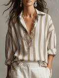 Kaia | Camicia Casual a Righe in Cotone e Lino a Maniche Lunghe