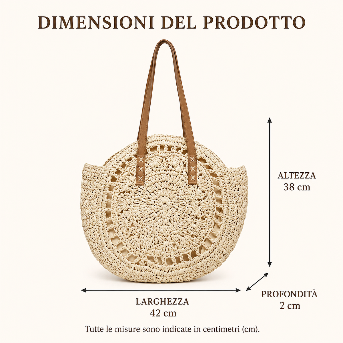 Lisa | Borsa Tonda in Paglia Intrecciata - Beige