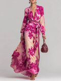 Julia | Abito Maxi Floreale con Scollo a V e Cintura