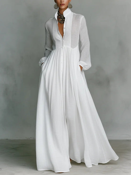 Léonie™ | Abito Maxi Minimalista con Collo Alto