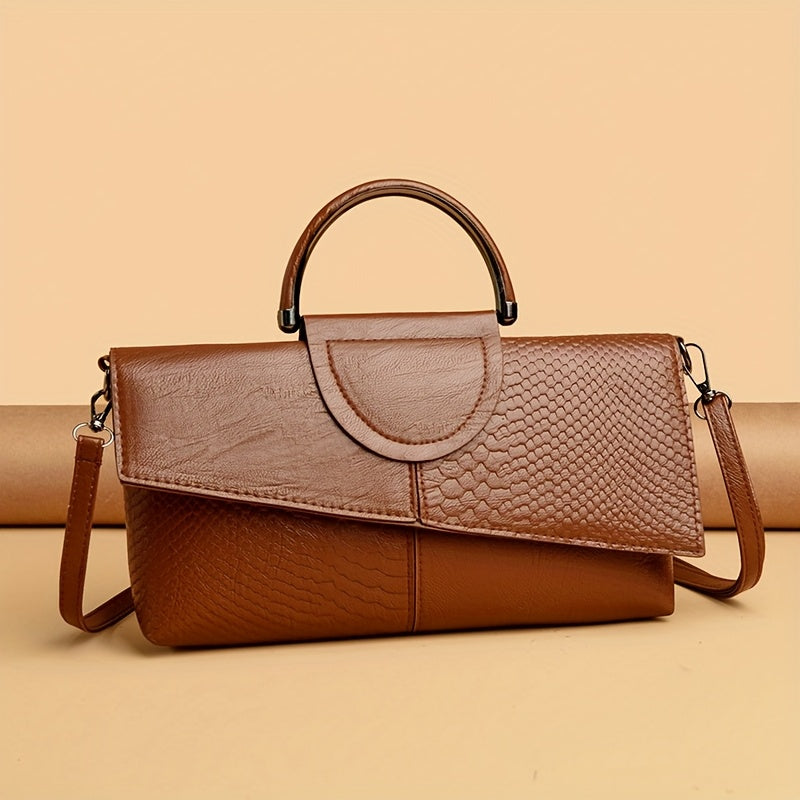 Bianca | Pochette con Stampa Coccodrillo e Chiusura Magnetica